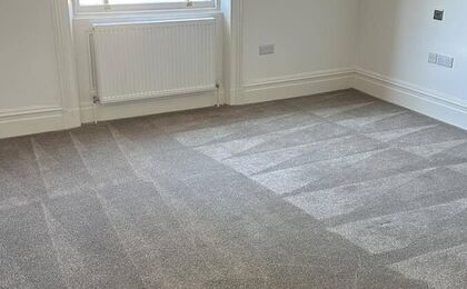 Empty bedroom with freshly cleaned carpet ready for a move-in